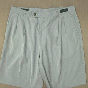 Ballin Relax Comfort Eze Pleated Chino Shorts Men's Size 38 Mid Rise Gray Stripe